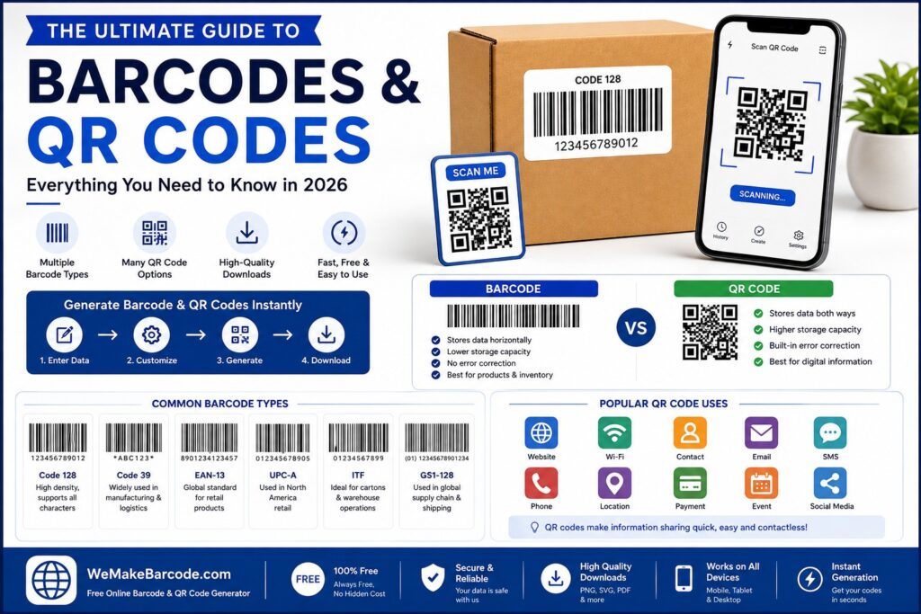 Free Barcode Generator - Barcode vs QR Code: Differences, Types & Uses (2026)